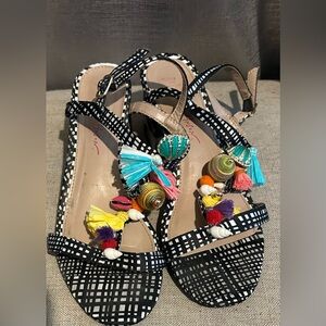 Betsey Johnson DYNAH
Embellished Sandals Heels
Shoes Tassel Shells MSRP $120